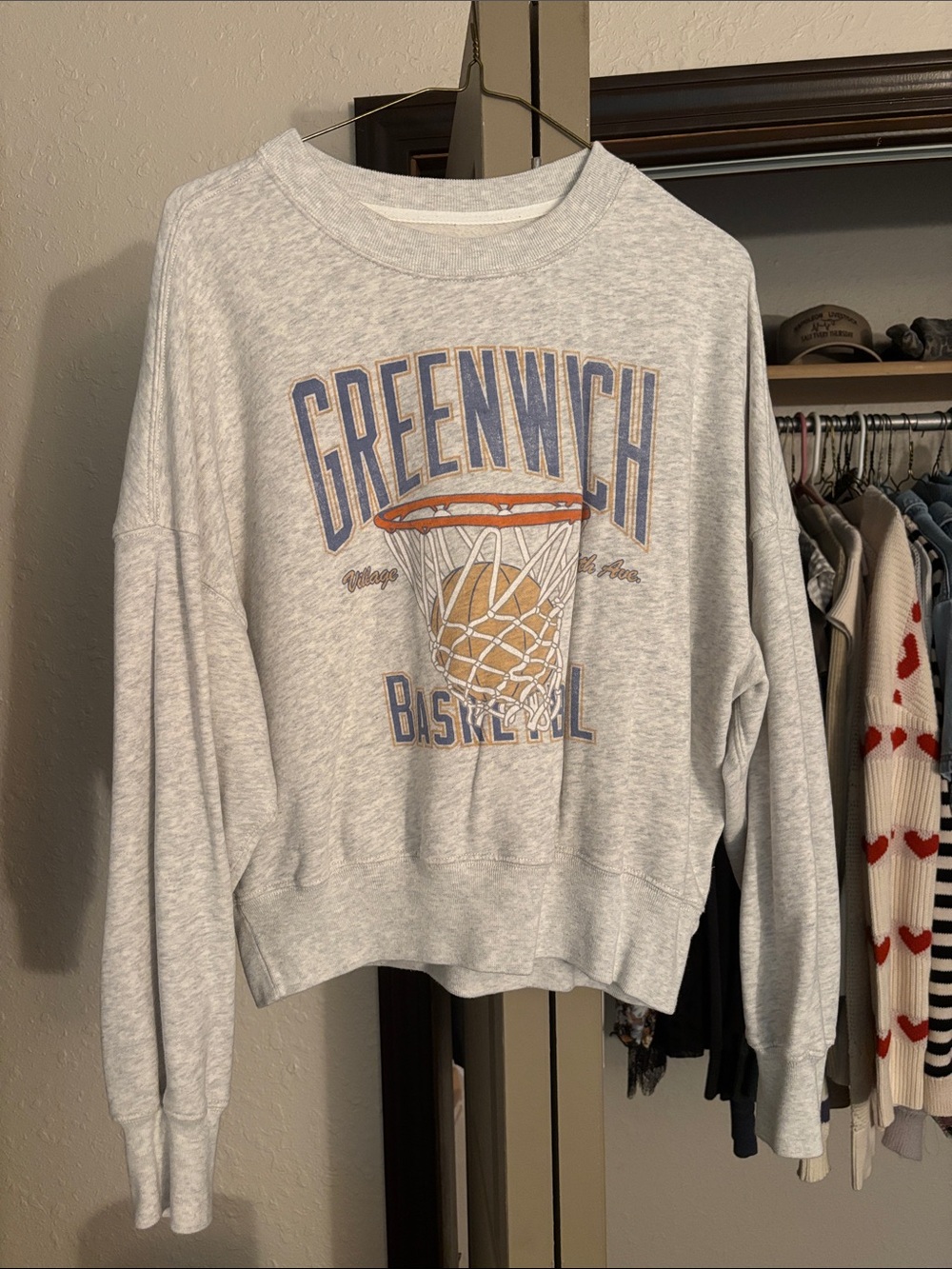 Abercrombie Basketball Graphic Crewneck Sweater - Light Gray